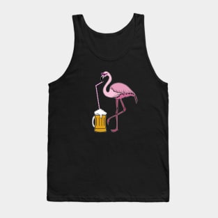 Flamingo drinking beer Funny Tropical Tank Top